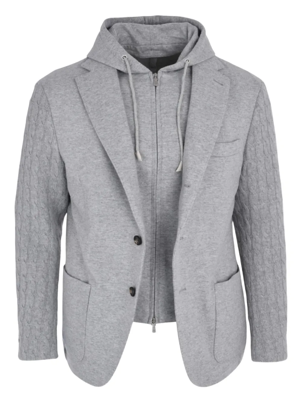 Eleventy layered single-breasted hooded blazer | Grey | Image 1