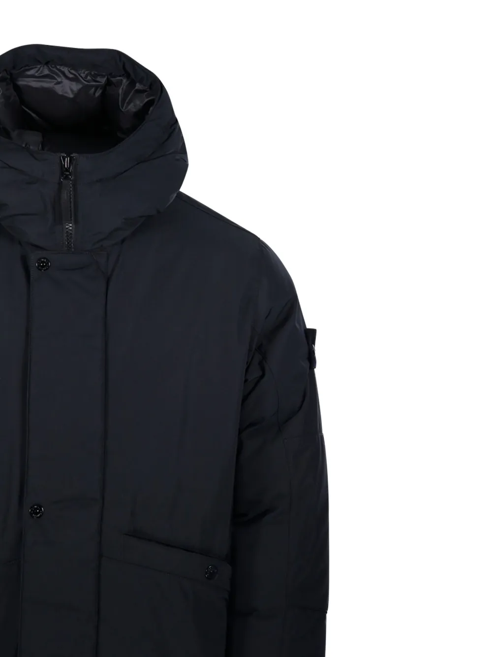 Stone Island Gewatteerde jas met capuchon Zwart
