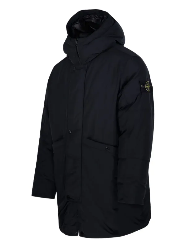 STONE  フーデッド中綿ミドルコート ブラック ダブルジップ Stone Island フーデッド パデッドコート | ブラック | FARFETCH JP