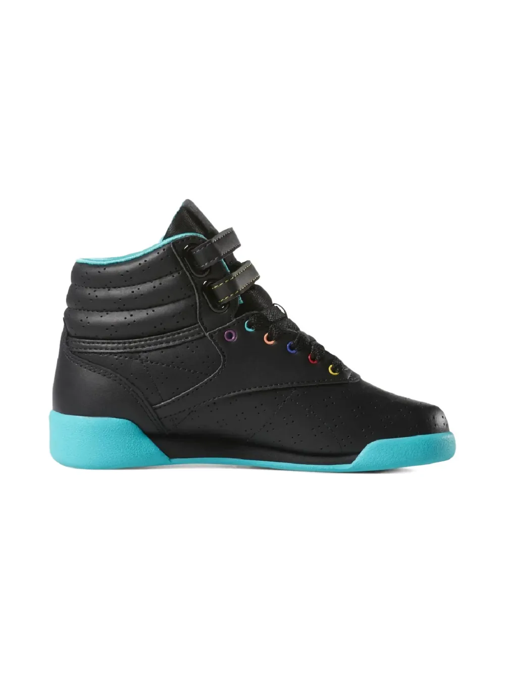 Reebok Kids Freestyle Hi "Black Solid Teal True Grey" sneakers