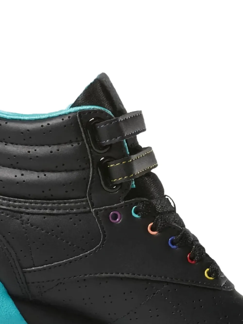Reebok Kids Freestyle Hi Black / Solid Teal / True Grey sneakers - Zwart