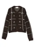 ERMANNO FIRENZE checked crystal-embellished cardigan - Brown