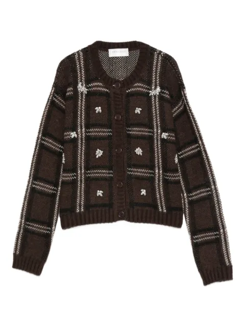 ERMANNO FIRENZE  checked crystal-embellished cardigan