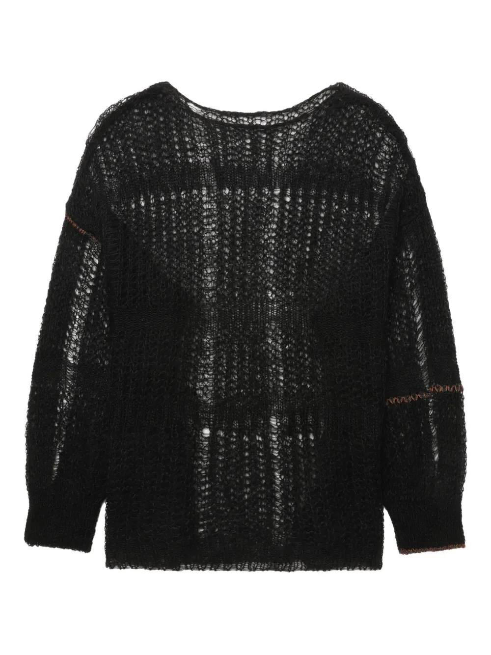 Y's Long-sleeved Open-knit Sweater In Black