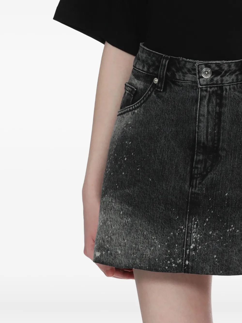 We11done paint-splatter denim skirt Zwart