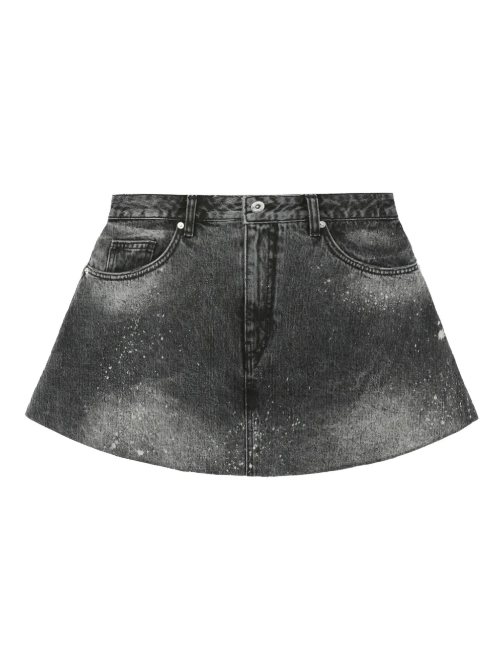 paint-splatter denim skirt