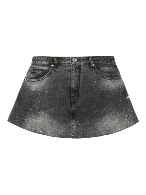 We11done paint-splatter denim skirt
