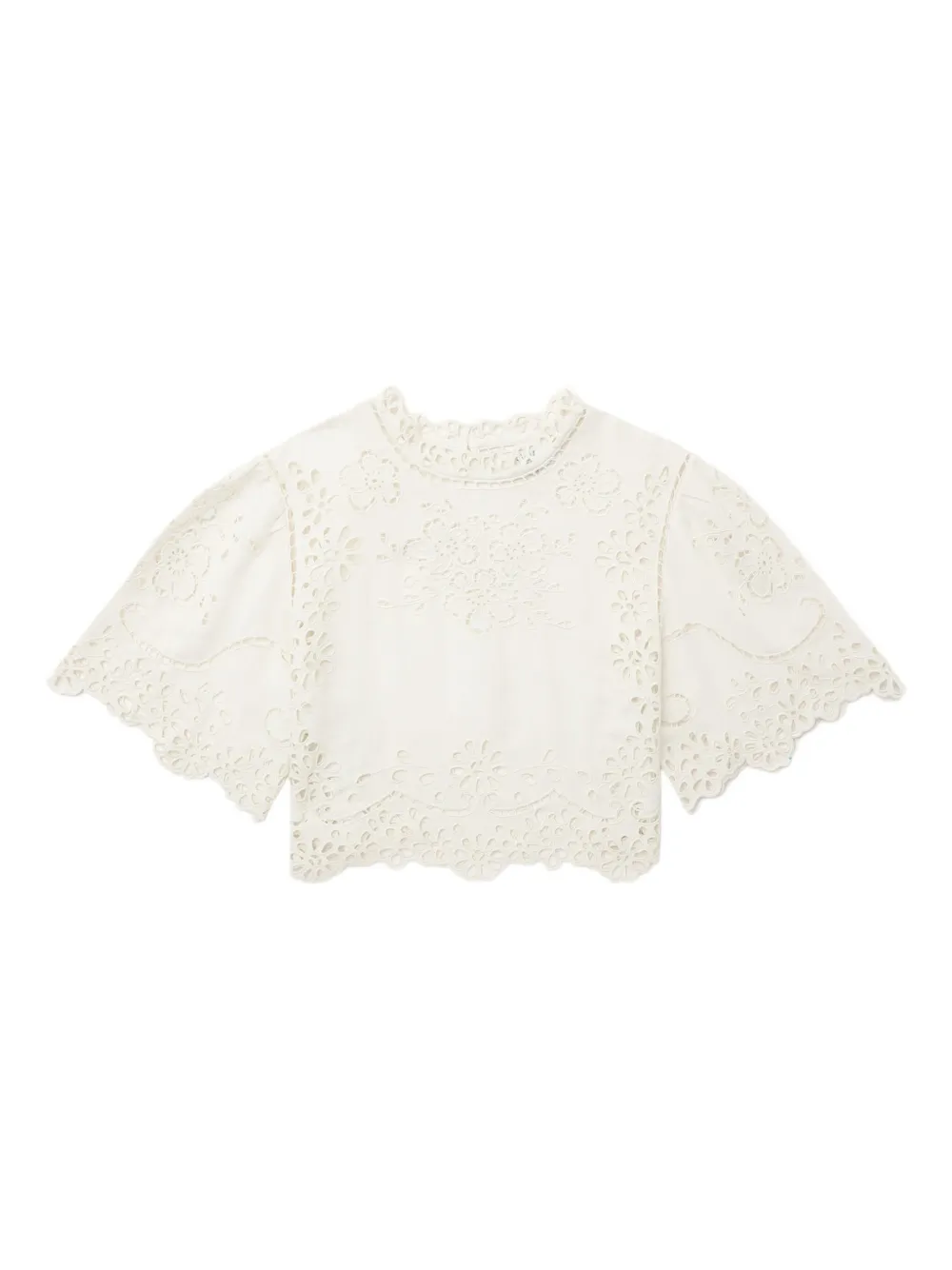 embroidered bell-sleeve top