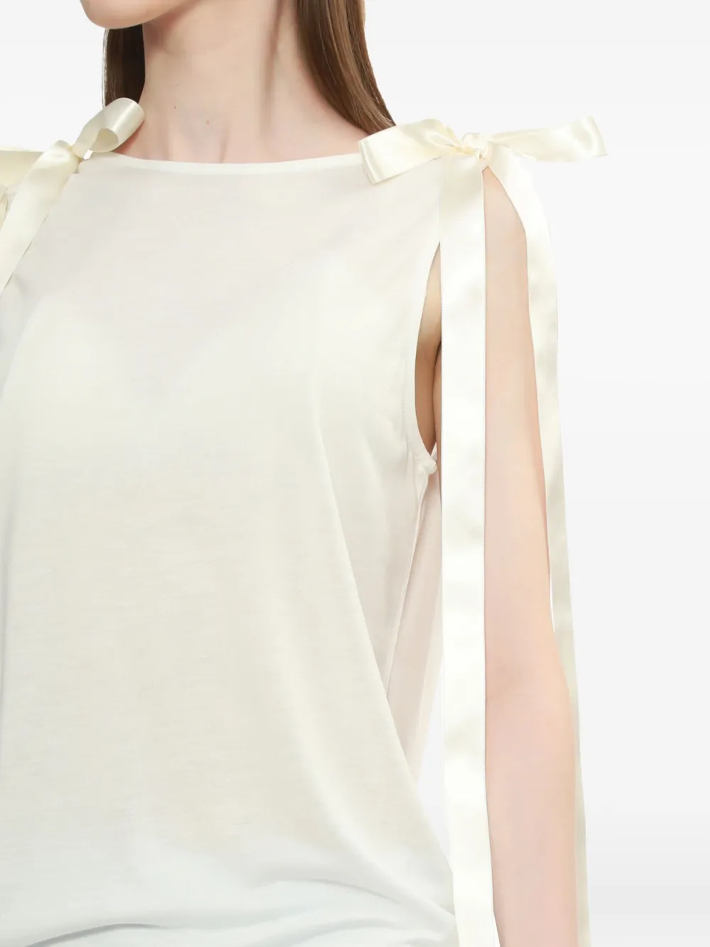 Simone Rocha Mouwloze top met lintdetail Wit