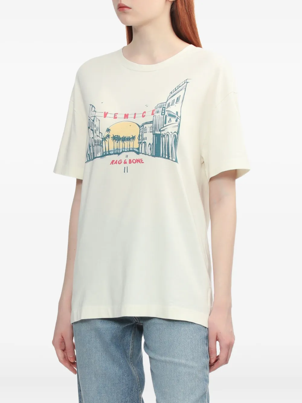 rag & bone T-shirt met grafische print Wit