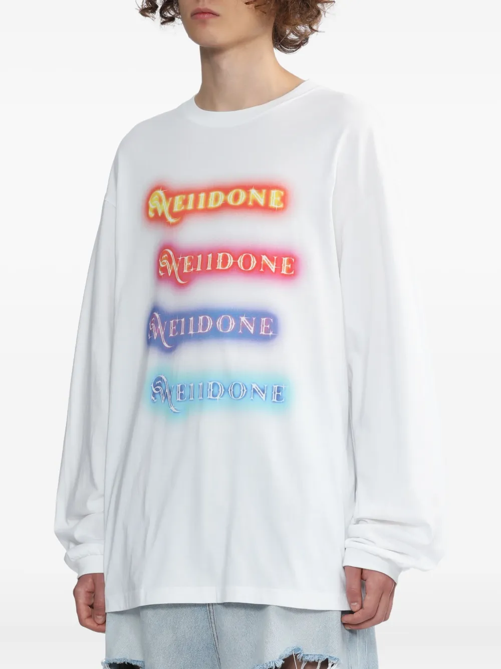 We11done logo-print T-shirt Wit