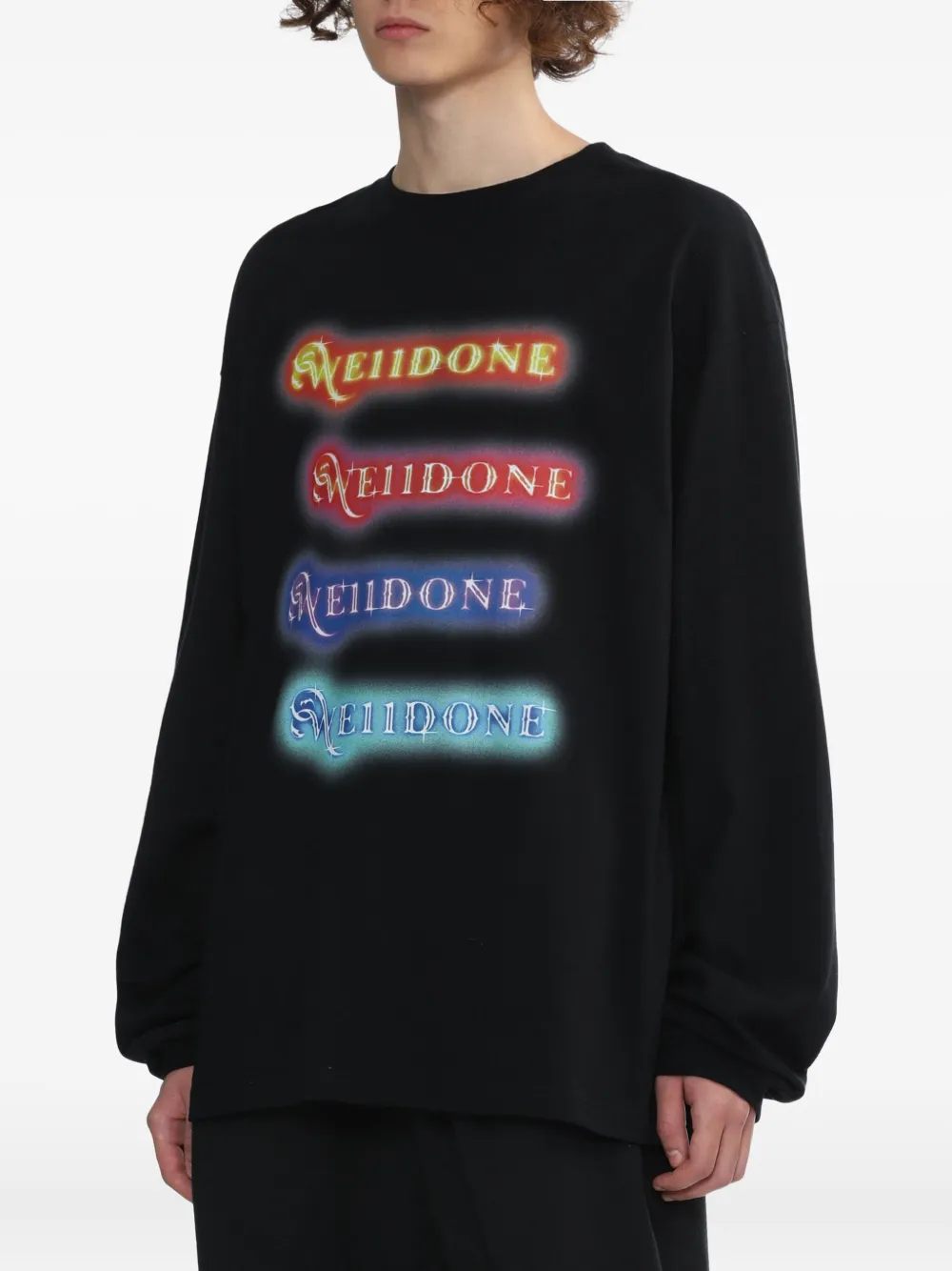 We11done logo-print long-sleeve T-shirt Zwart