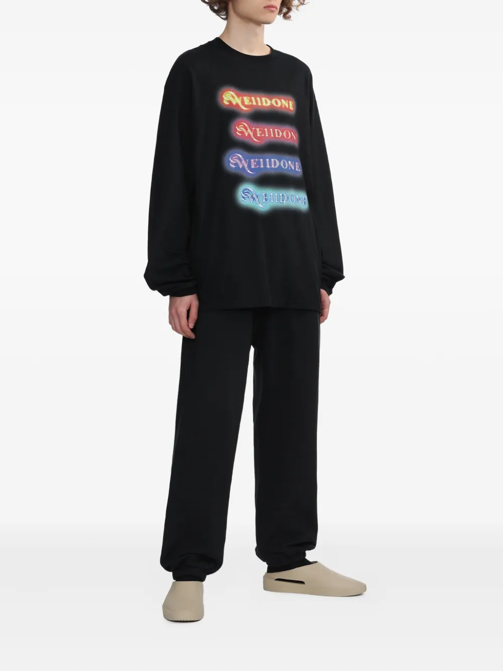 We11done logo-print long-sleeve T-shirt Zwart