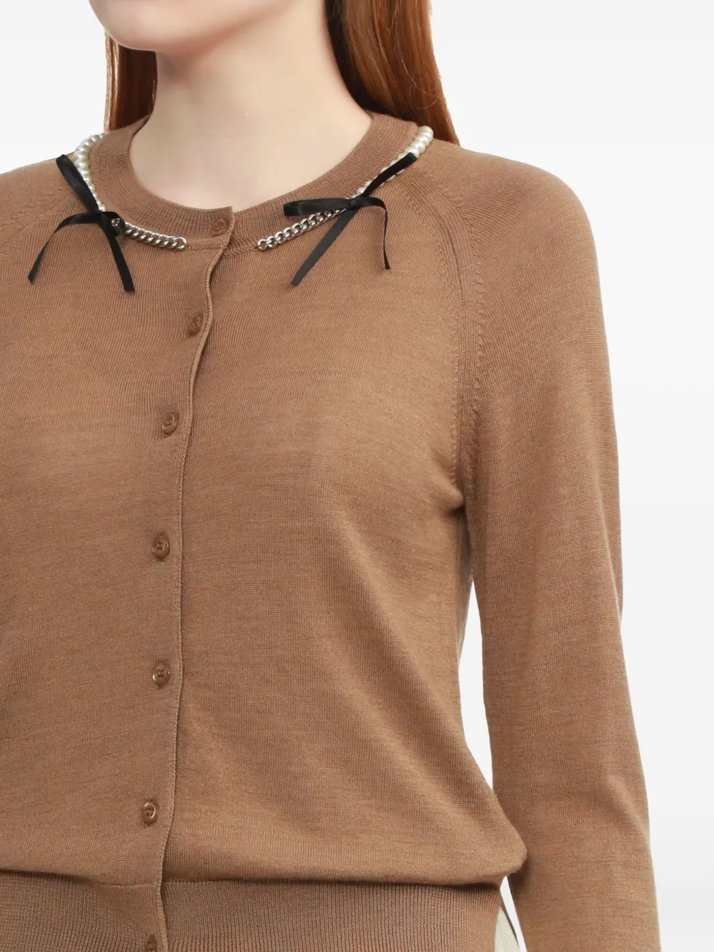 Simone Rocha Pearl-embellished Cardigan In Brown