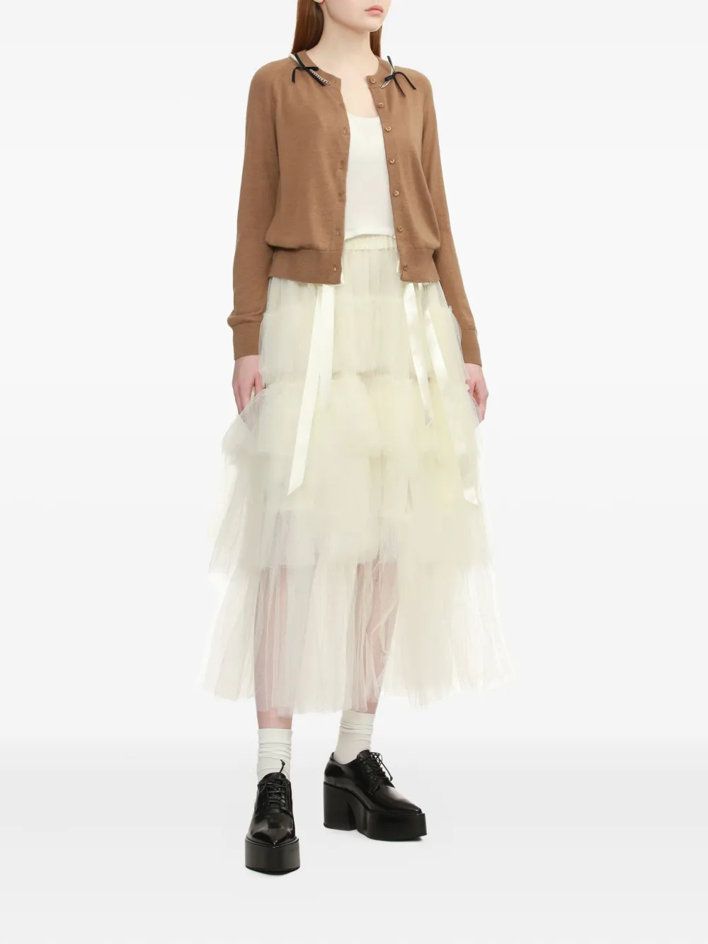 Simone Rocha Pearl-embellished Cardigan In Brown
