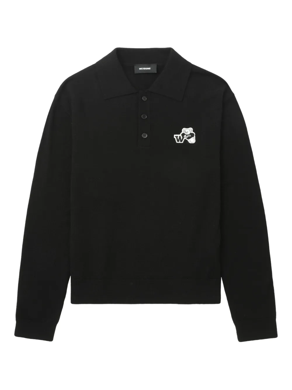 We11done embroidered polo-neck sweater | Black | Image 1