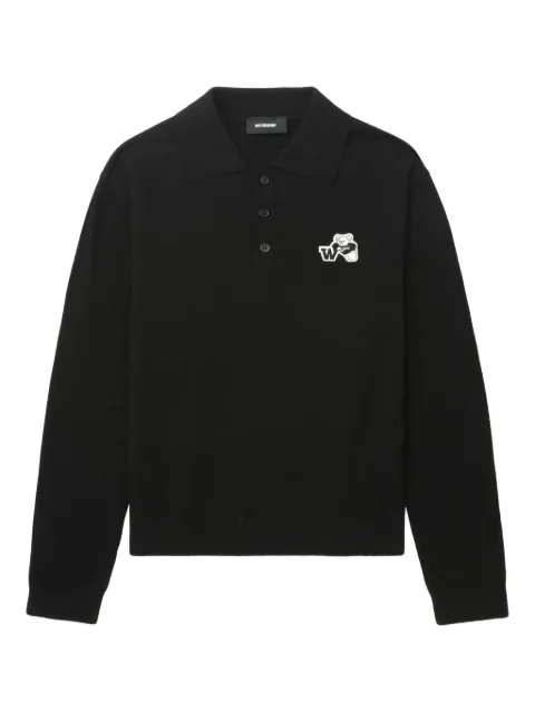 We11done embroidered polo-neck sweater