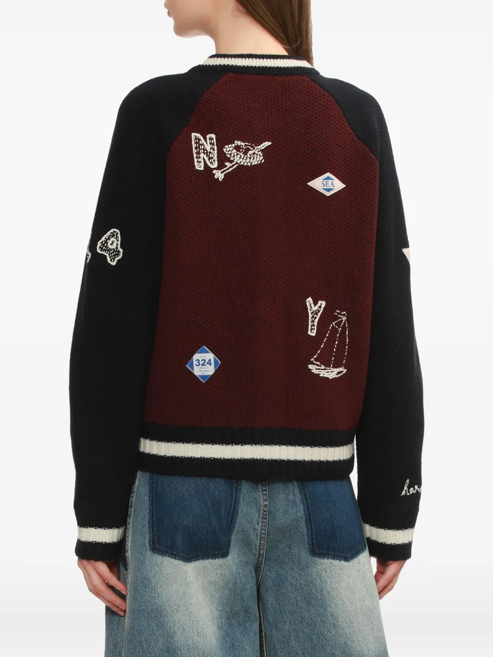 Sea Archer embroidered cardigan Blauw