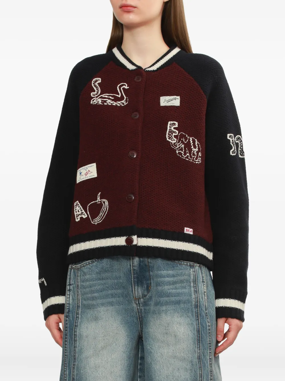 Sea Archer embroidered cardigan Blauw