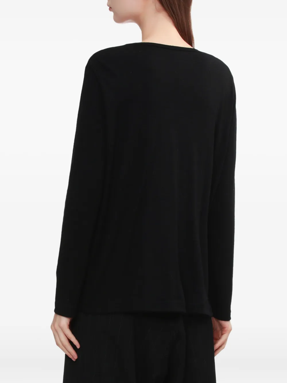 Y's Ruffled Striped Top In Black