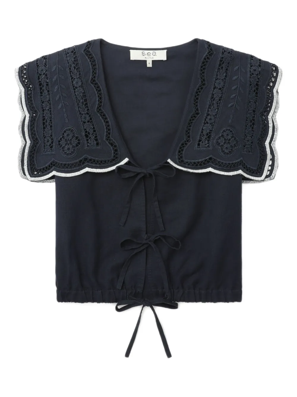 Sea Marie Embroidered-collar Vest In Blue