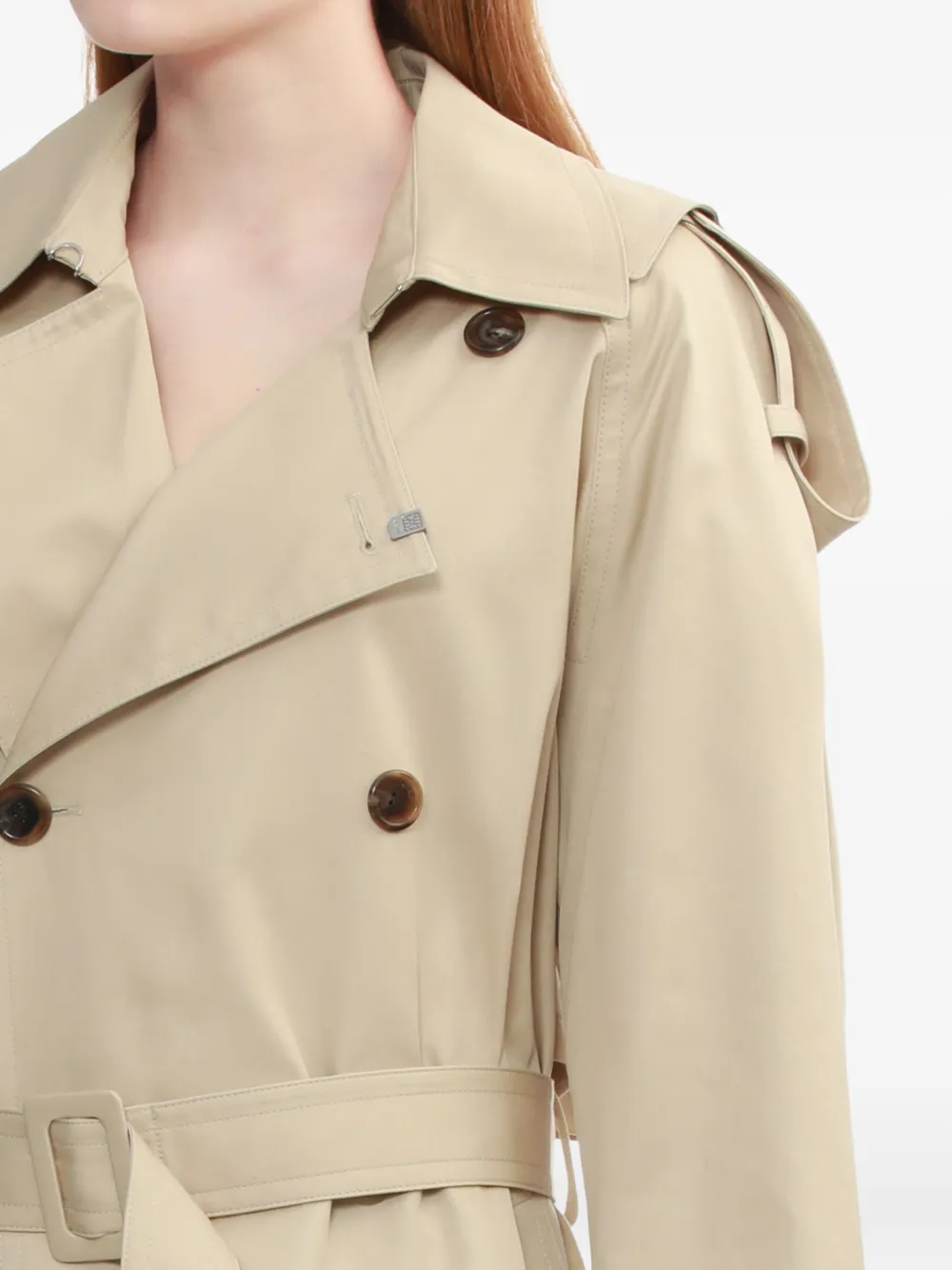 We11done double-breasted belted trench coat Beige