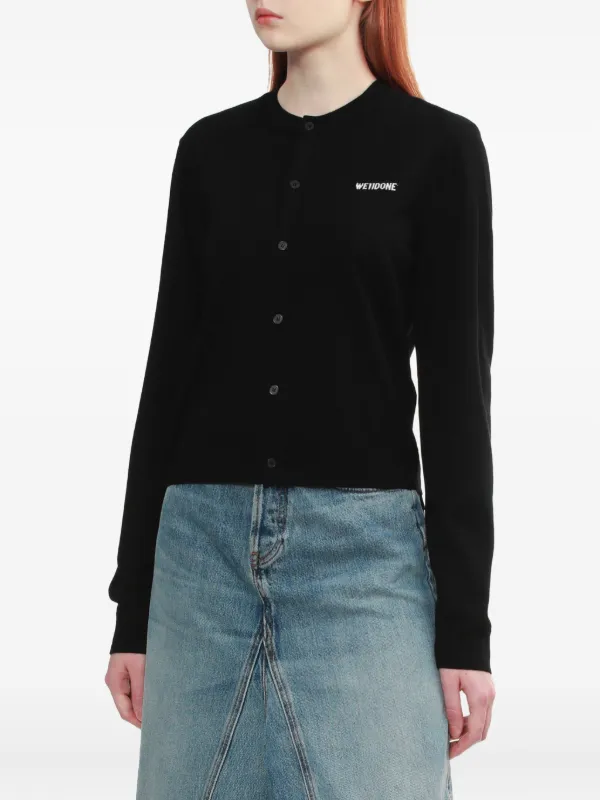 we11done カーディガン We11done: Black Eyelet Cardigan | SSENSE