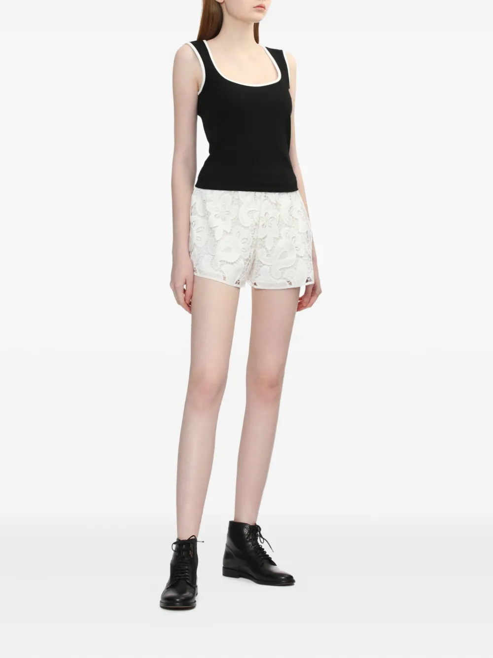 rag & bone Amy shorts met elastische taille en kant Wit