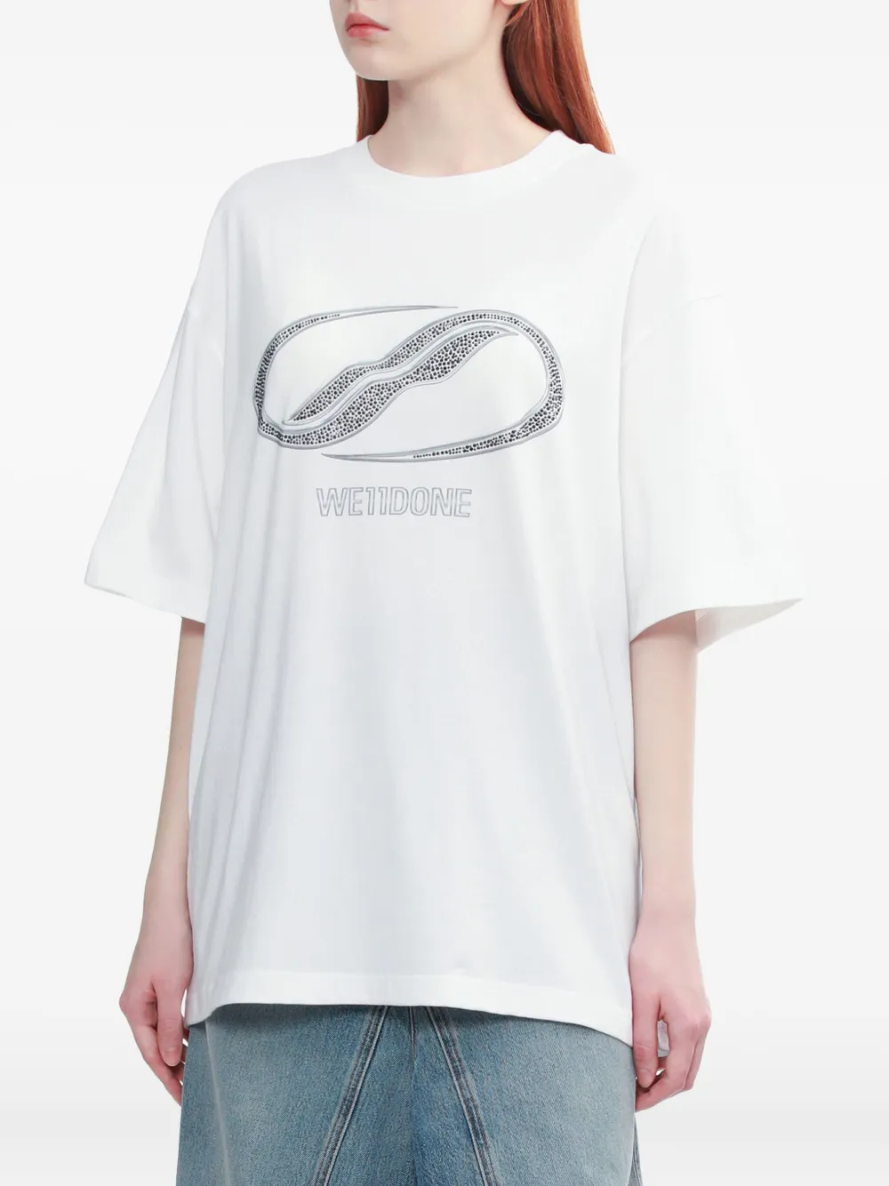 We11done Sporty Sheldon T-shirt met grafische print Wit