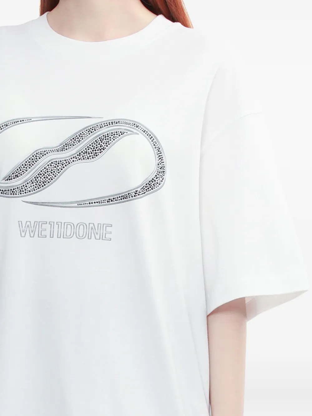 We11done Sporty Sheldon T-shirt met grafische print Wit