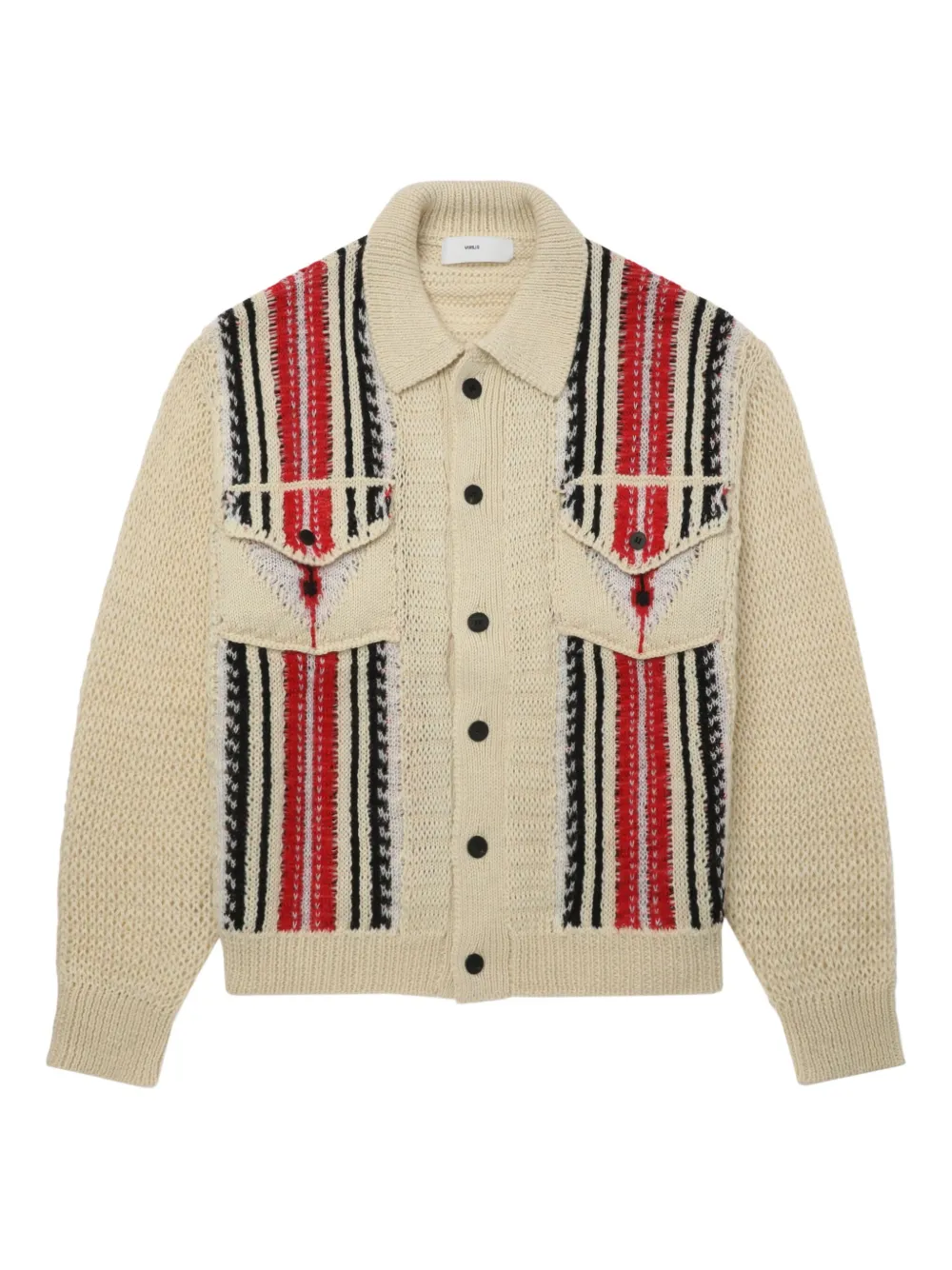 stripe-panel pocket cardigan