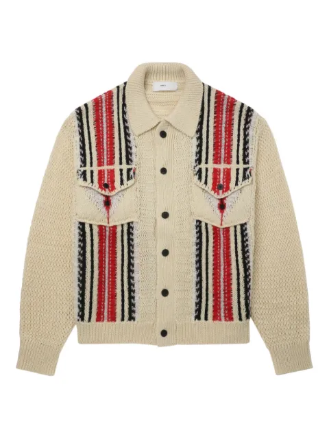 Toga stripe-panel pocket cardigan
