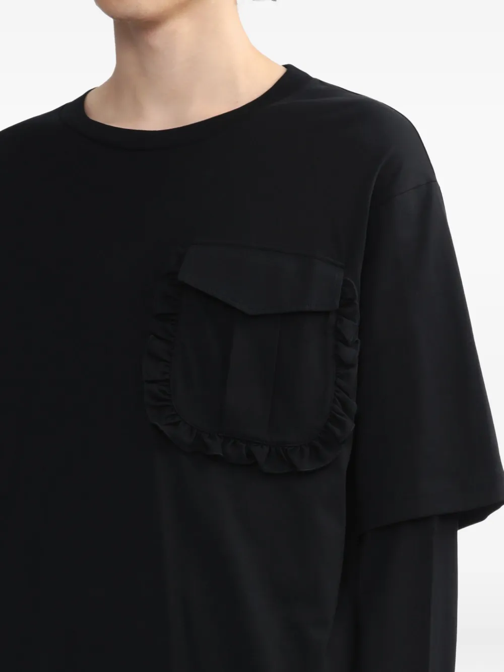 Simone Rocha Gelaagd T-shirt met ruche zak Zwart