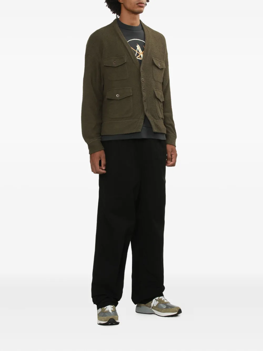 Undercover elastic-waist pocketed straight-leg trousers Zwart