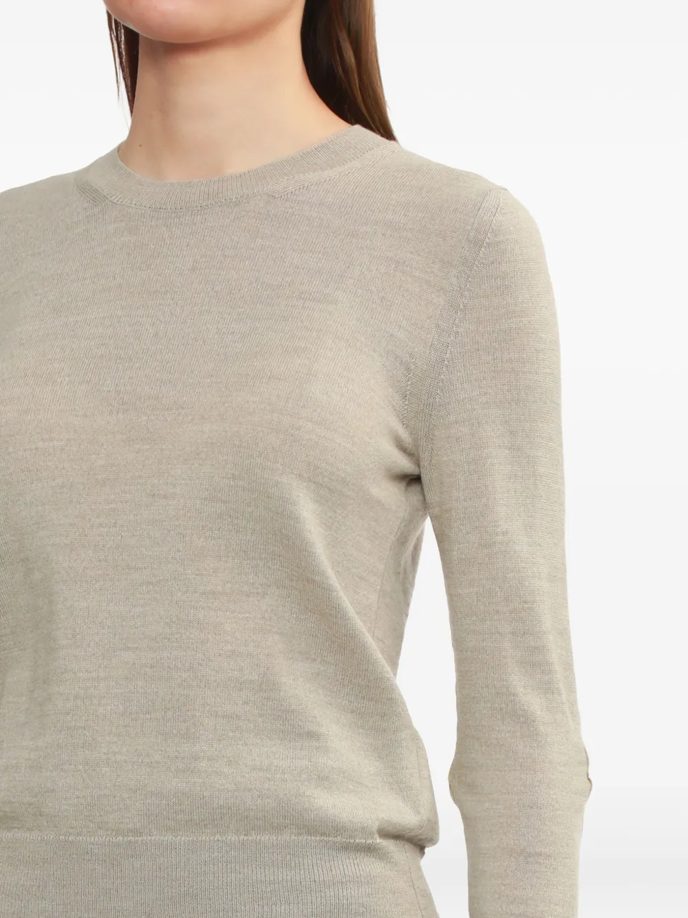 MM6 Maison Margiela Trui met ronde hals en elleboogpatch Beige