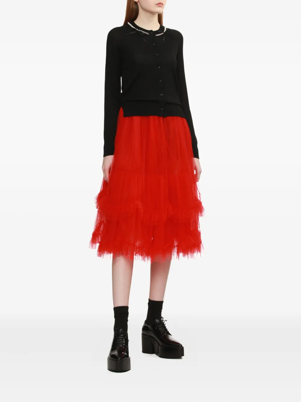 Simone Rocha pearl-chain cardigan Zwart