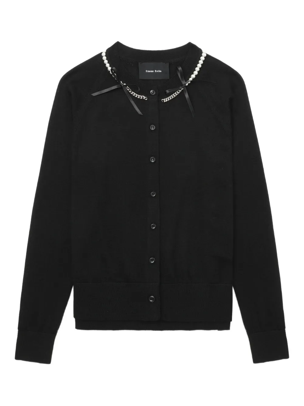 Simone Rocha pearl-chain cardigan Zwart