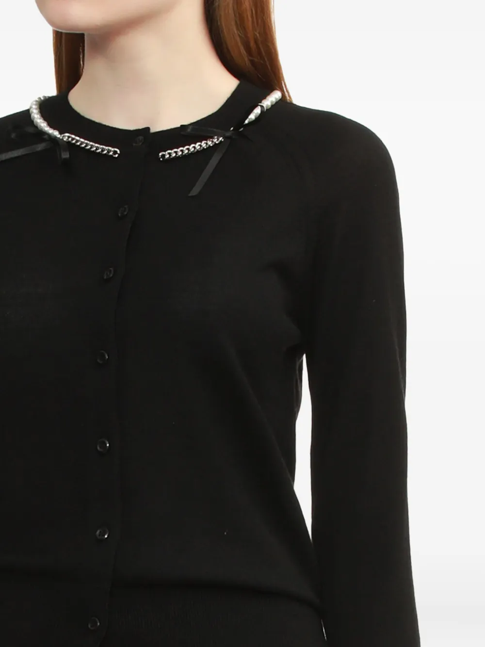 Simone Rocha pearl-chain cardigan Zwart