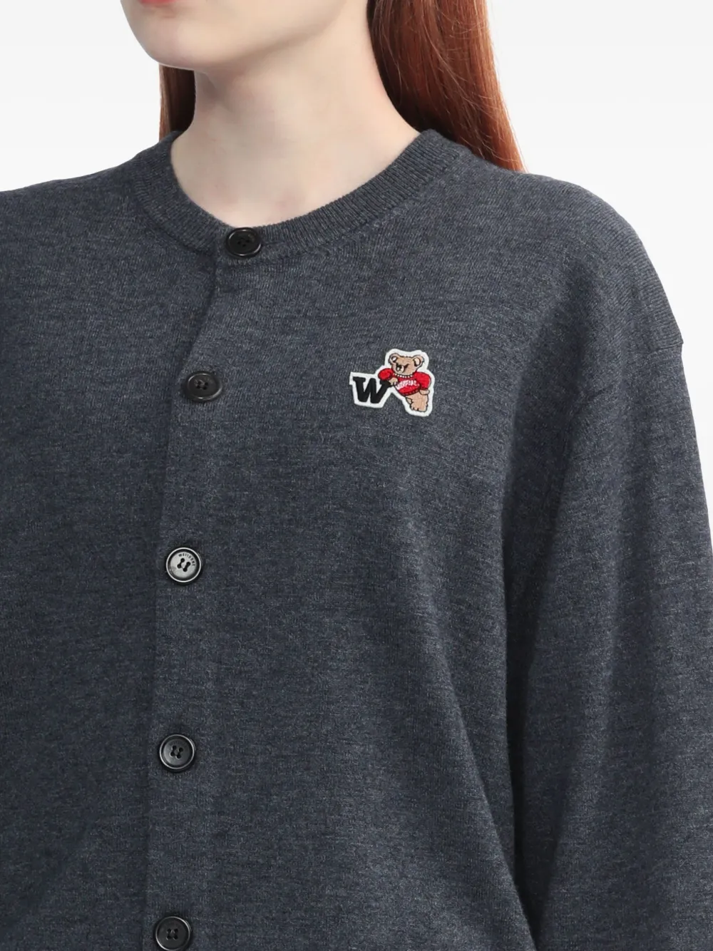 We11 Done Varsity Teddy Button-up Cardigan In Gray