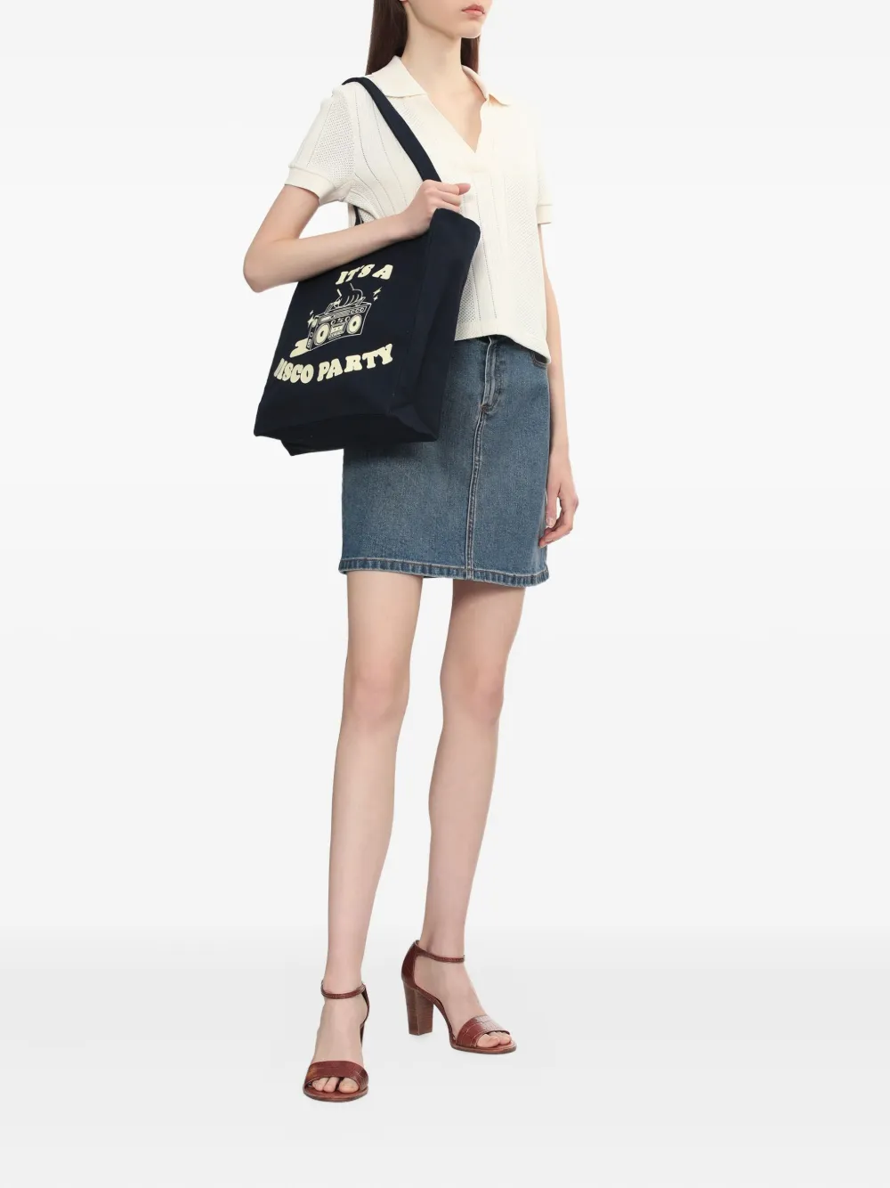 A.P.C. Shopper met print Zwart