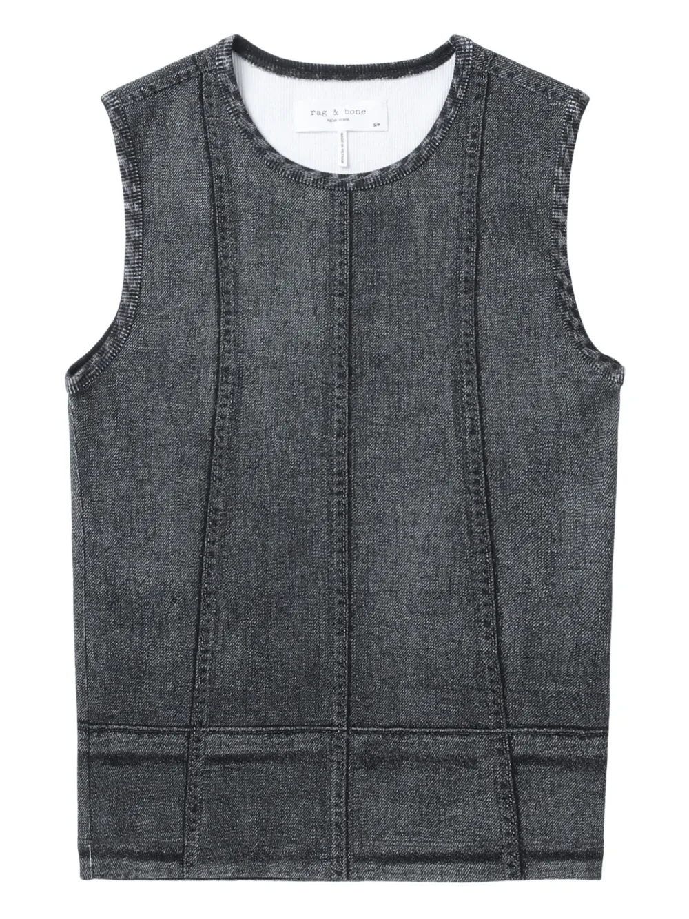 Rag & Bone Denim-print Panelled Tank Top In Black