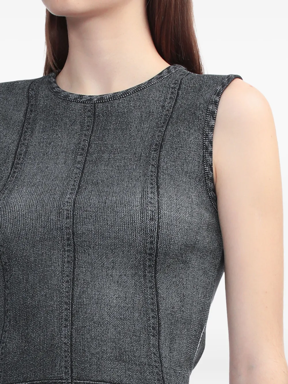 Rag & Bone Denim-print Panelled Tank Top In Black