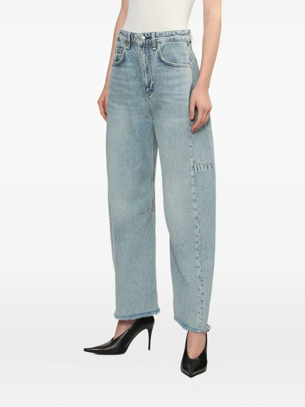rag & bone Charlie jeans met franje en vlakken Blauw