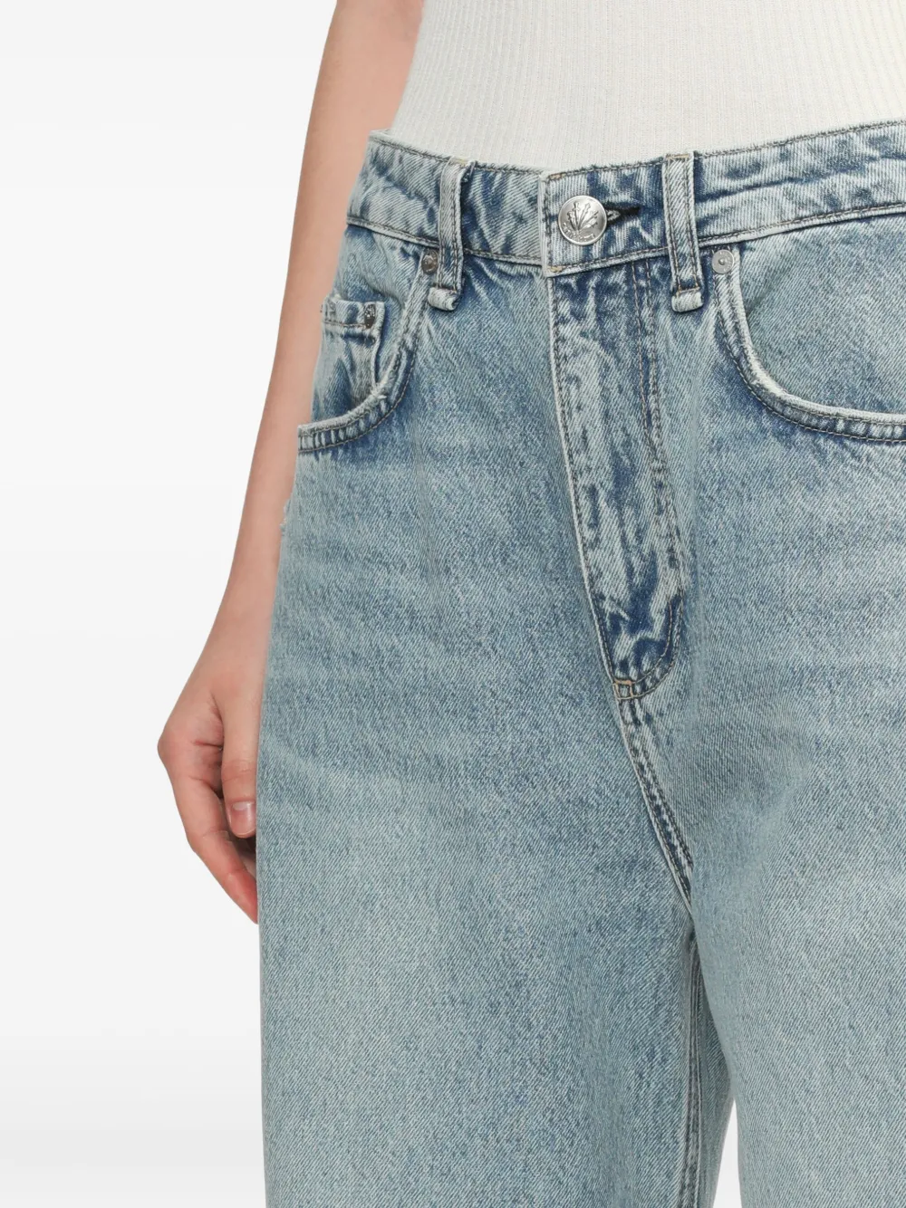 rag & bone Charlie jeans met franje en vlakken Blauw
