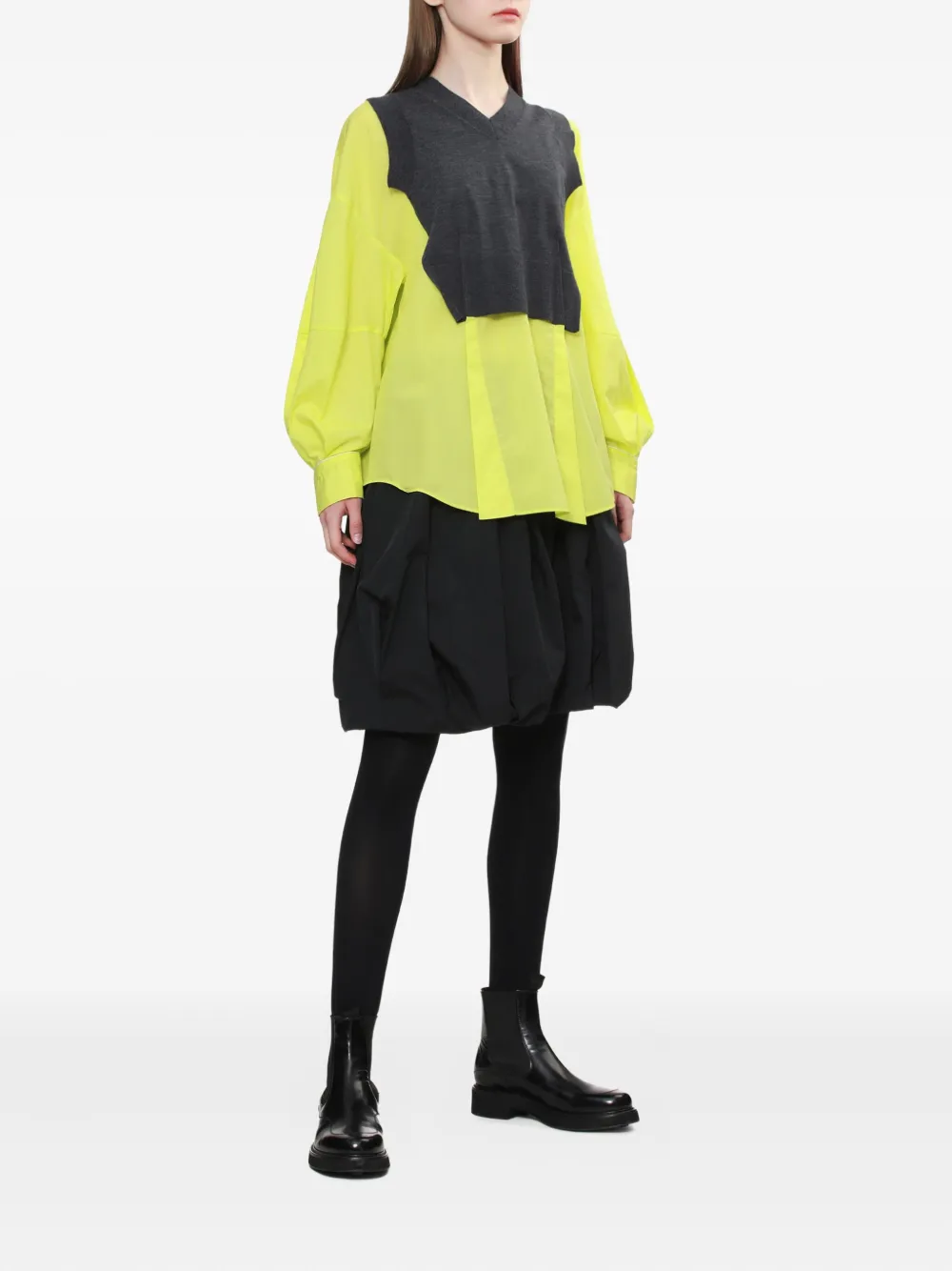 Enföld Blouse met V-hals en gelaagd effect - Zwart