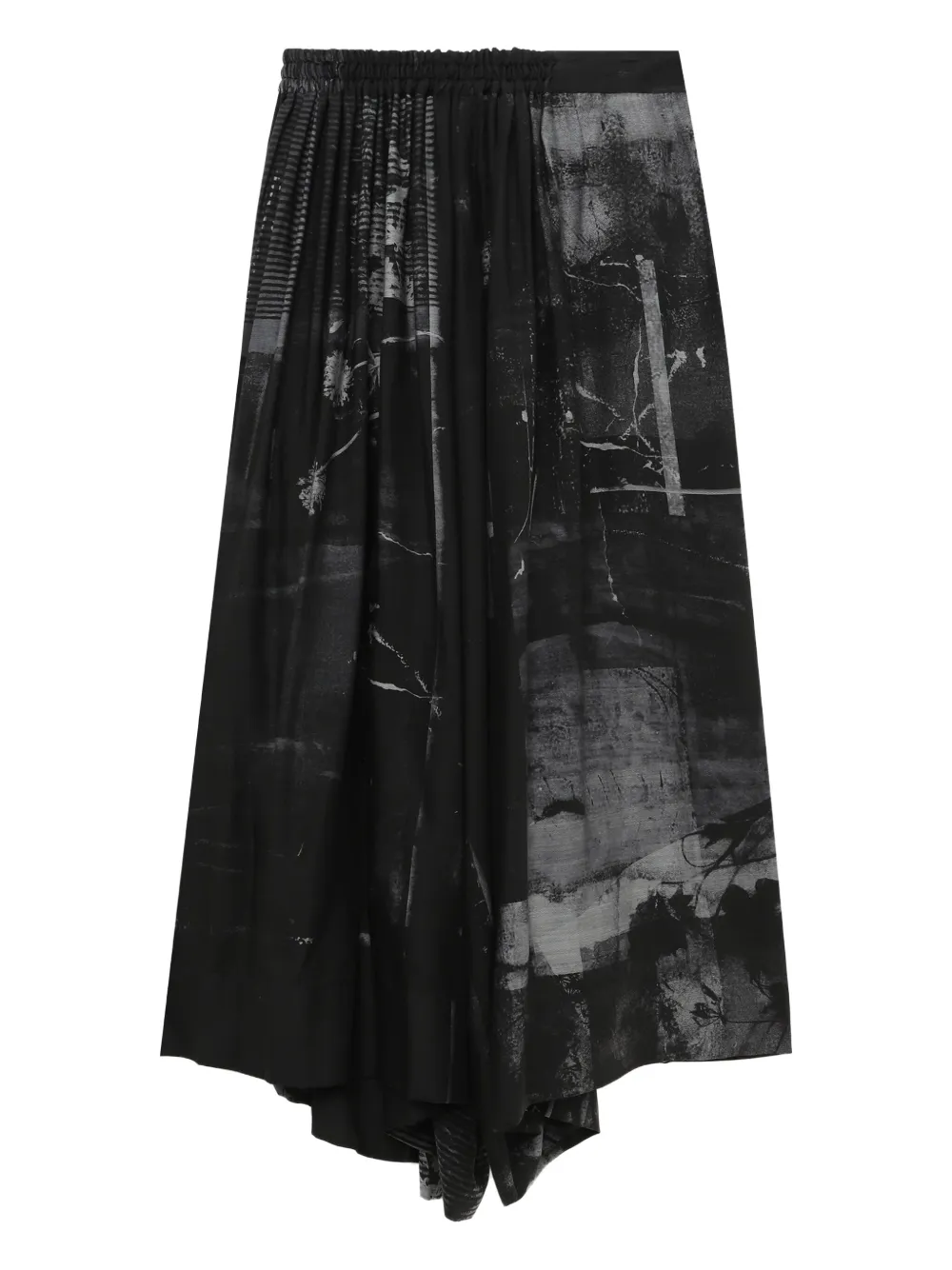 Y's abstract-print pleated trousers Grijs