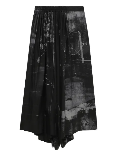 Y's abstract-print pleated trousers