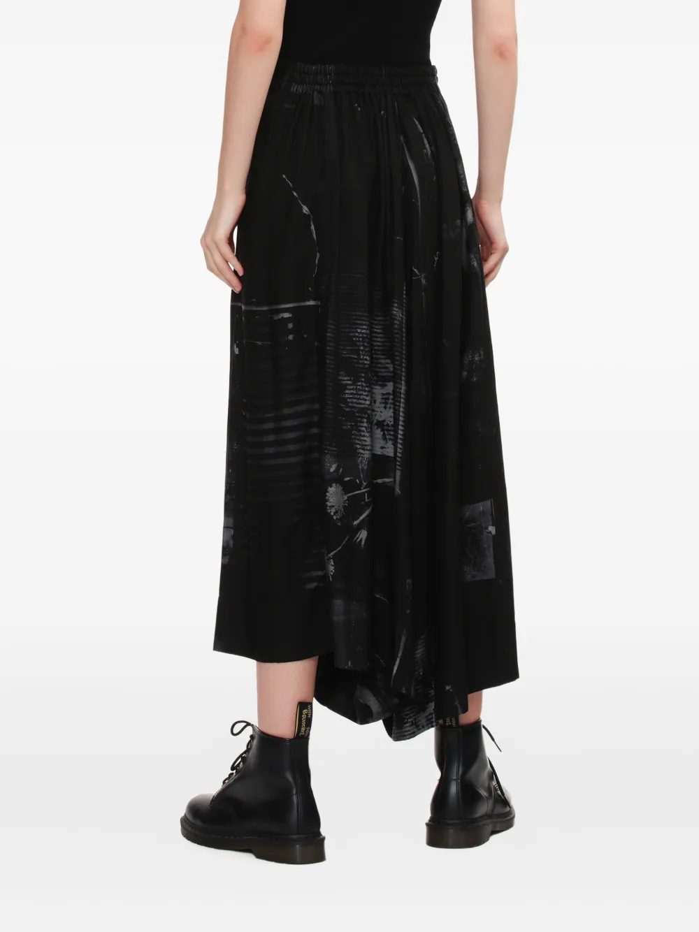Y's Plooibroek met abstracte print Grijs