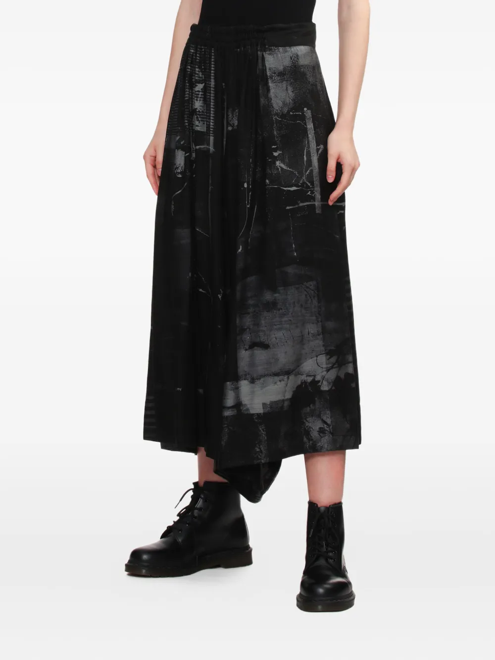 Y's Plooibroek met abstracte print Grijs