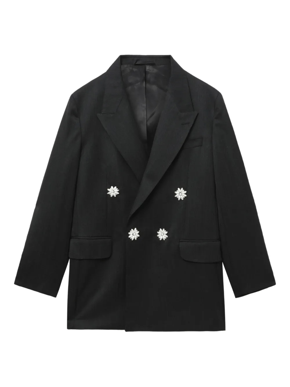 flower-embellished double-breasted blazer